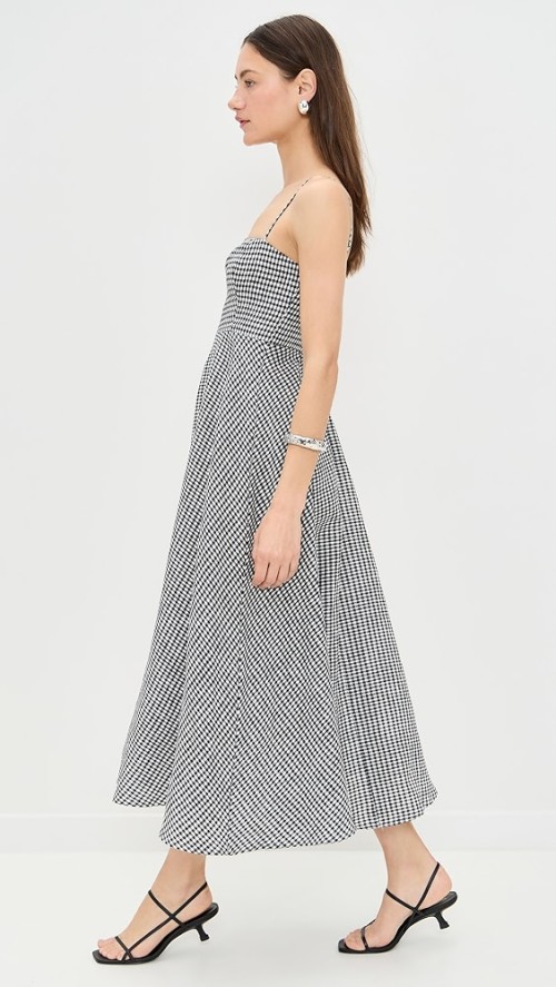 Daily Sample Camisole Sleeveless Checkered Pattern Backless Tight  Waist Casual Dress