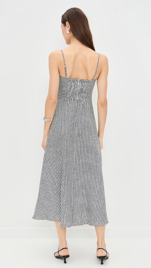 Daily Sample Camisole Sleeveless Checkered Pattern Backless Tight  Waist Casual Dress