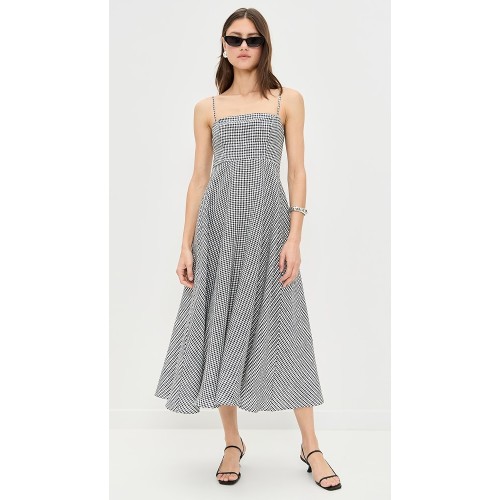 Daily Sample Camisole Sleeveless Checkered Pattern Backless Tight  Waist Casual Dress