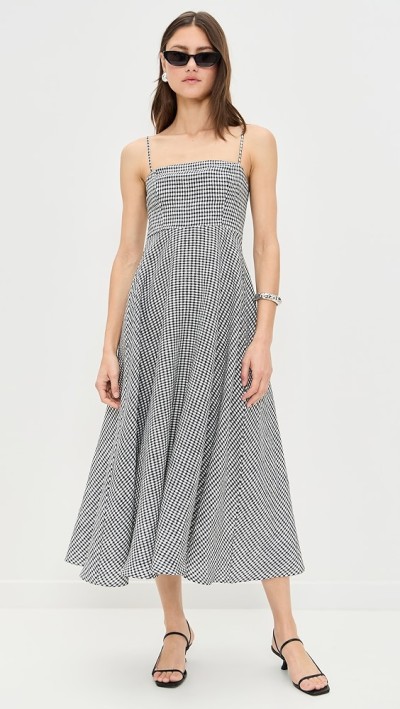 Daily Sample Camisole Sleeveless Checkered Pattern Backless Tight  Waist Casual Dress