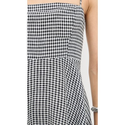 Daily Sample Camisole Sleeveless Checkered Pattern Backless Tight  Waist Casual Dress