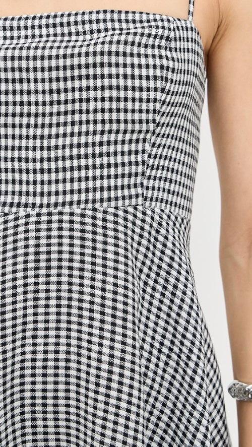 Daily Sample Camisole Sleeveless Checkered Pattern Backless Tight  Waist Casual Dress