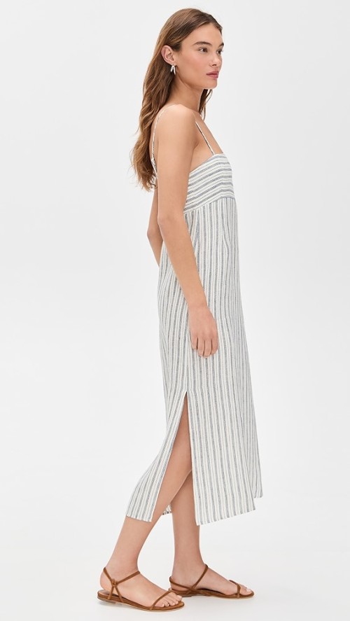 Sample Daily Camisole Sleeveless Square Neckline Stripe Pattern Backless Casual Dress
