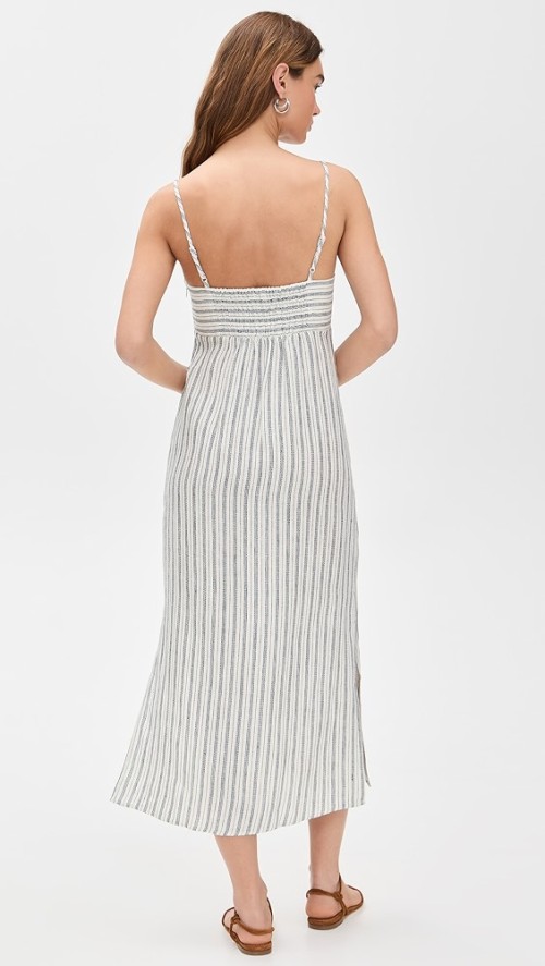 Sample Daily Camisole Sleeveless Square Neckline Stripe Pattern Backless Casual Dress