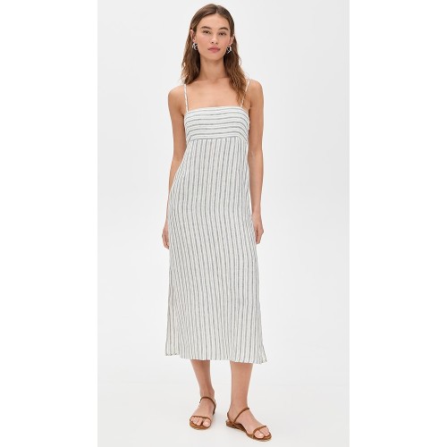 Sample Daily Camisole Sleeveless Square Neckline Stripe Pattern Backless Casual Dress