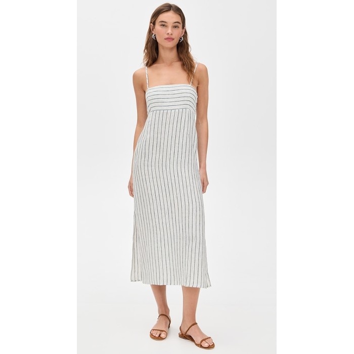 Sample Daily Camisole Sleeveless Square Neckline Stripe Pattern Backless Casual Dress