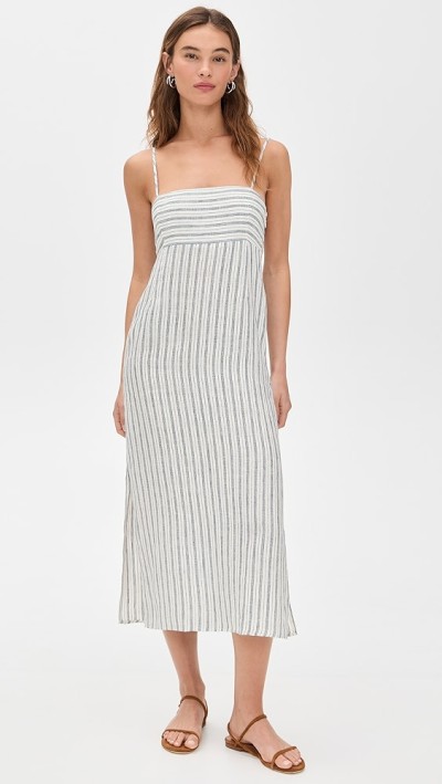Sample Daily Camisole Sleeveless Square Neckline Stripe Pattern Backless Casual Dress