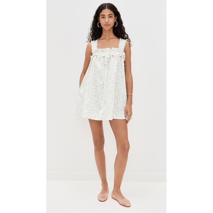 Cute Sample Square Neckline Sleeveless Tie At Bust Floral Pattern Casual Dress