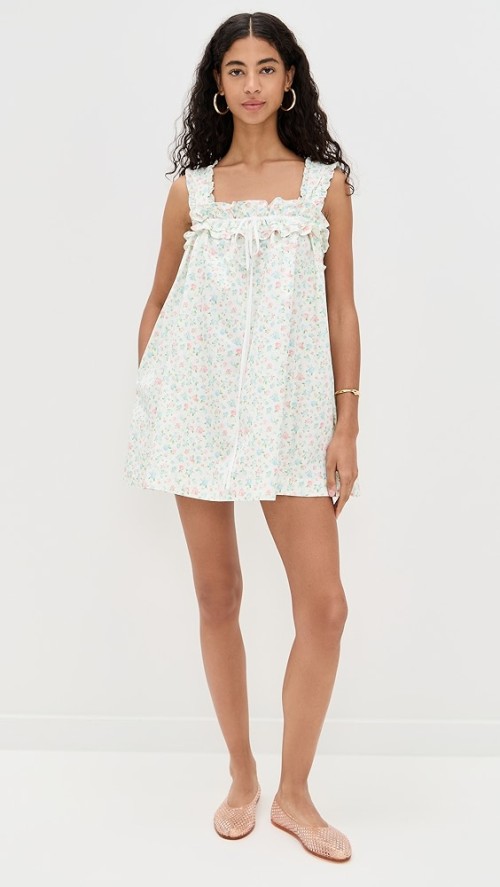 Cute Sample Square Neckline Sleeveless Tie At Bust Floral Pattern Casual Dress