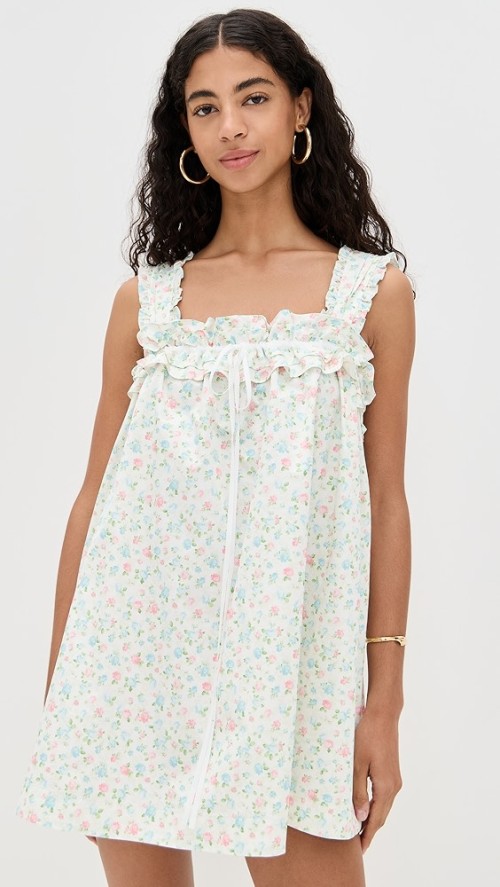 Cute Sample Square Neckline Sleeveless Tie At Bust Floral Pattern Casual Dress