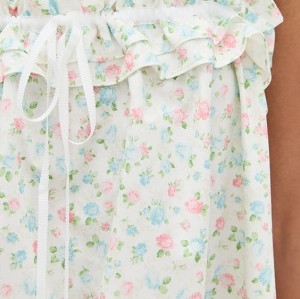 Cute Sample Square Neckline Sleeveless Tie At Bust Floral Pattern Casual Dress