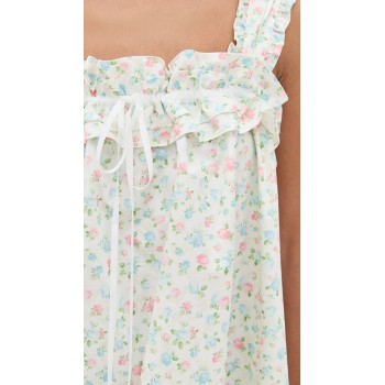 Cute Sample Square Neckline Sleeveless Tie At Bust Floral Pattern Casual Dress