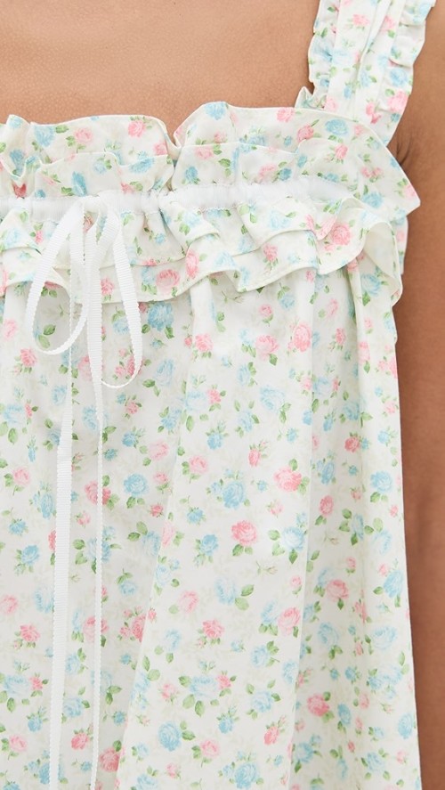 Cute Sample Square Neckline Sleeveless Tie At Bust Floral Pattern Casual Dress