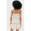 Sample Cute Bandeau Neckline Sleeveless Ruffle Tight  Waist Floral Pattern Casual Dress