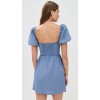 Elegant Square Neckline Backless Puff Sleeve Smocked Elastic Back Panel Casual Dress