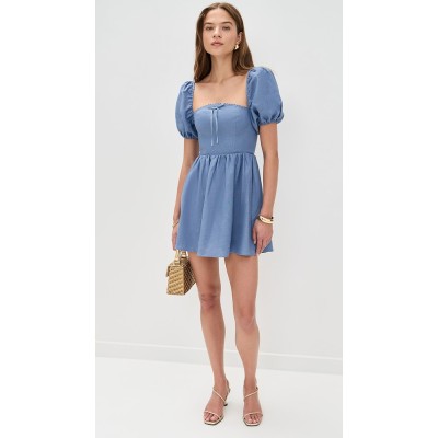 Elegant Square Neckline Backless Puff Sleeve Smocked Elastic Back Panel Casual Dress