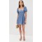 Elegant Square Neckline Backless Puff Sleeve Smocked Elastic Back Panel Casual Dress