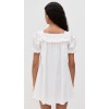 Sweat Sample Square Neckline Short Puff Sleeve Ruffle Edges And Floral Embroidery Casual Dress