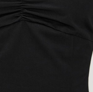Elegant Sample Square Neckline Sleeveless Tight Waist Solid Color Casual Dress