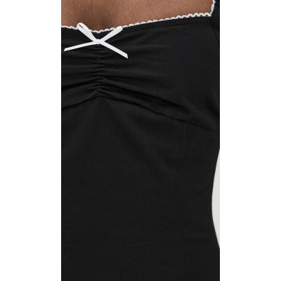 Elegant Sample Square Neckline Sleeveless Tight Waist Solid Color Casual Dress