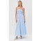 Elegant Sample Bandeau Neckline Tie Waist Smocked Elastic Bodice Solid Color Dress