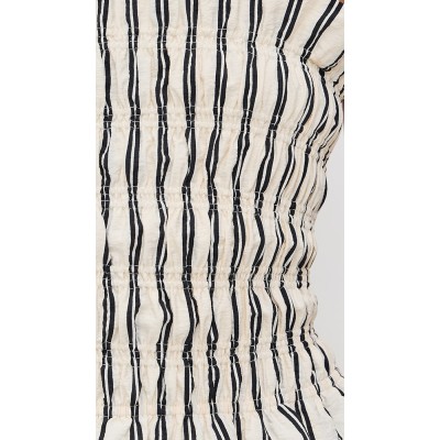 Sample Daily Camisole Smocked Elastic Bodice Sleeveless Stripe Pattern Casual Dress