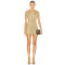 High quality Fashionable Mesh fabric V neck Sexy Gold-tone Hot sale Woman's Mini Dress