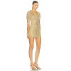 High quality Fashionable Mesh fabric V neck Sexy Gold-tone Hot sale Woman's Mini Dress