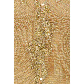 High quality Fashionable Mesh fabric V neck Sexy Gold-tone Hot sale Woman's Mini Dress