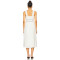 Vintage Square Neck Lace Trimmed Midweight Voile Fabric Contrast Ribbon Trim White Midi Dress