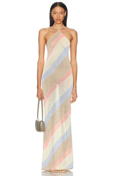 Ladies Sexy Elegant Halter neckline Backless Sleeveless Translucence Woman's Long Dress