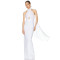Halter neck Gown Sheer mesh Cut out Detail Bodycon Minimalist Draped Sash Woman's Long Dress