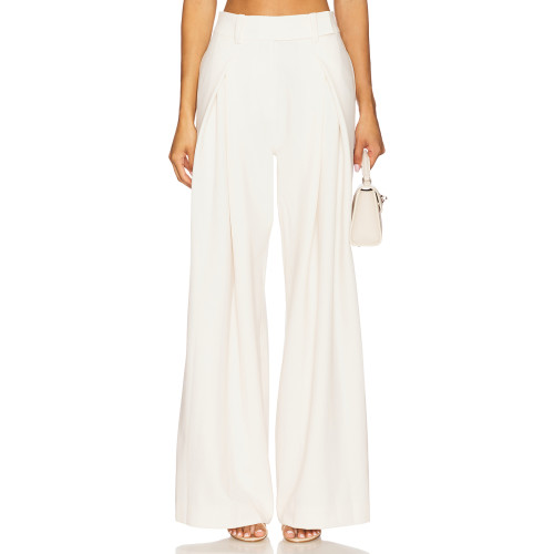 Exquisite Customized Simple Elegant White High Waisted Wide Leg Trousers