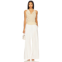 Exquisite Customized Simple Elegant White High Waisted Wide Leg Trousers