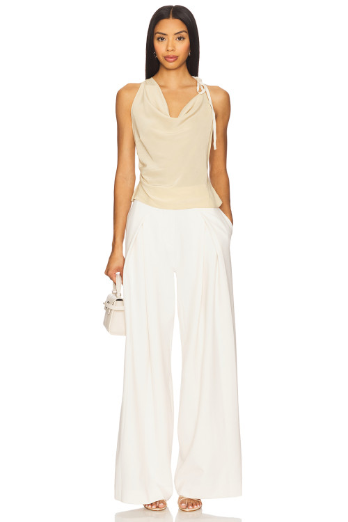 Exquisite Customized Simple Elegant White High Waisted Wide Leg Trousers
