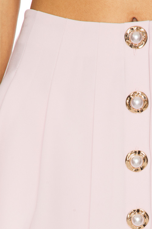 Exquisite Fashionable Elegant Sweet Style Pink Buttoned Pleated Mini Skirt