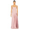 Elegant Square Necked Slim Fitting Panelled Pink Satin Flowy Satin fabric Midi Dress