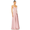 Elegant Square Necked Slim Fitting Panelled Pink Satin Flowy Satin fabric Midi Dress