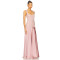 Elegant Square Necked Slim Fitting Panelled Pink Satin Flowy Satin fabric Midi Dress