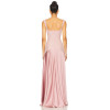 Elegant Square Necked Slim Fitting Panelled Pink Satin Flowy Satin fabric Midi Dress
