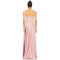 Elegant Square Necked Slim Fitting Panelled Pink Satin Flowy Satin fabric Midi Dress