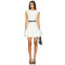 Simple Sleeveless Metal Button Embellishments Black Belt Flirty Ruffled Hem White Dress