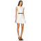 Simple Sleeveless Metal Button Embellishments Black Belt Flirty Ruffled Hem White Dress