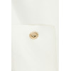 Simple Sleeveless Metal Button Embellishments Black Belt Flirty Ruffled Hem White Dress