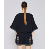 Sample Handsome Batwing Sleeve V-Neckline Embroidered And Beaded Casual Tops