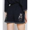 Daily Sample High Waist Side Pocket Elastic Waistband Embroidered Casual Pants