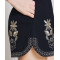 Daily Sample High Waist Side Pocket Elastic Waistband Embroidered Casual Pants