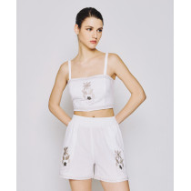 OEM Custom Women's Sexy Sample Camisole with Square Neckline, Embroidery Design in Solid Colors