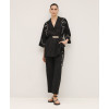 Handsome Elegant  V-Neckline Lapel Collar Widen Long Sleeve Solid Color Drawstring Embroidery Casual Tops