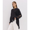 Daily Elegant Band Collar Long Puffed Sleeve Solid Color Asymmetrical Hemline Casual Tops
